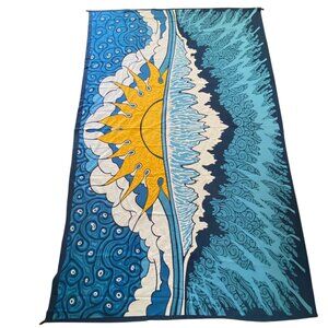 Sunshine Joy Cotton Blue Tapestry Wall‎ Hanging Beach Blanket Sun Waves Boho